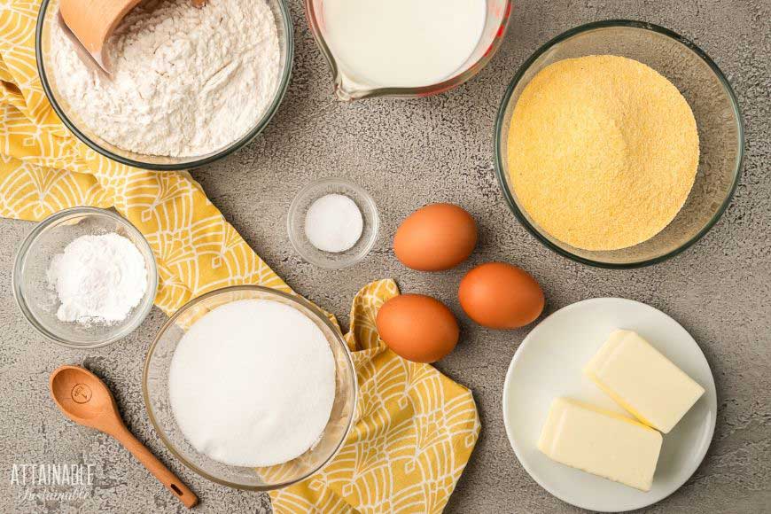 ingredients for homemade cornbread recipe