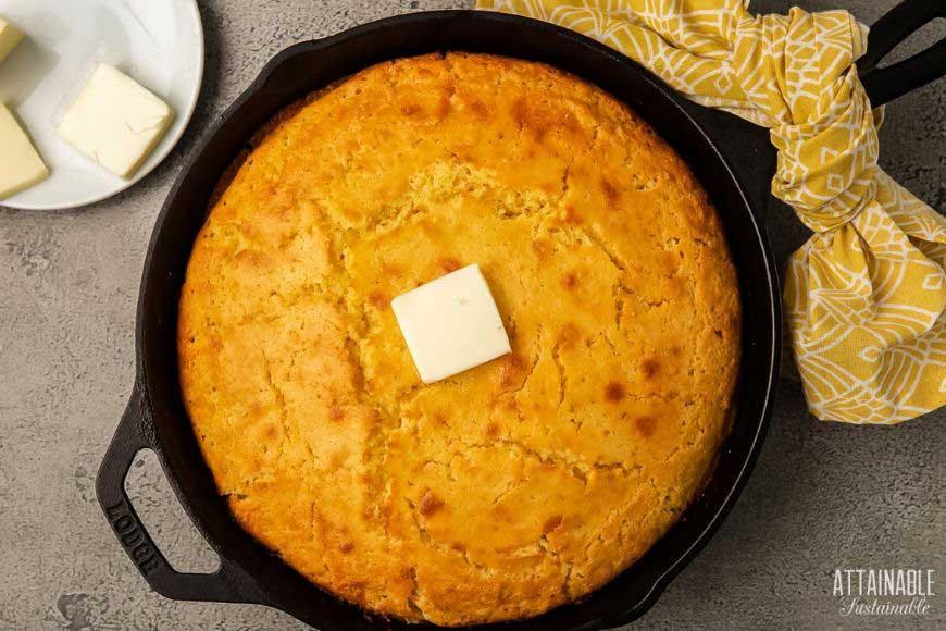 SKILLET CORNBREAD FROM ABOVE