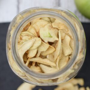 dried apples in a jar from above.