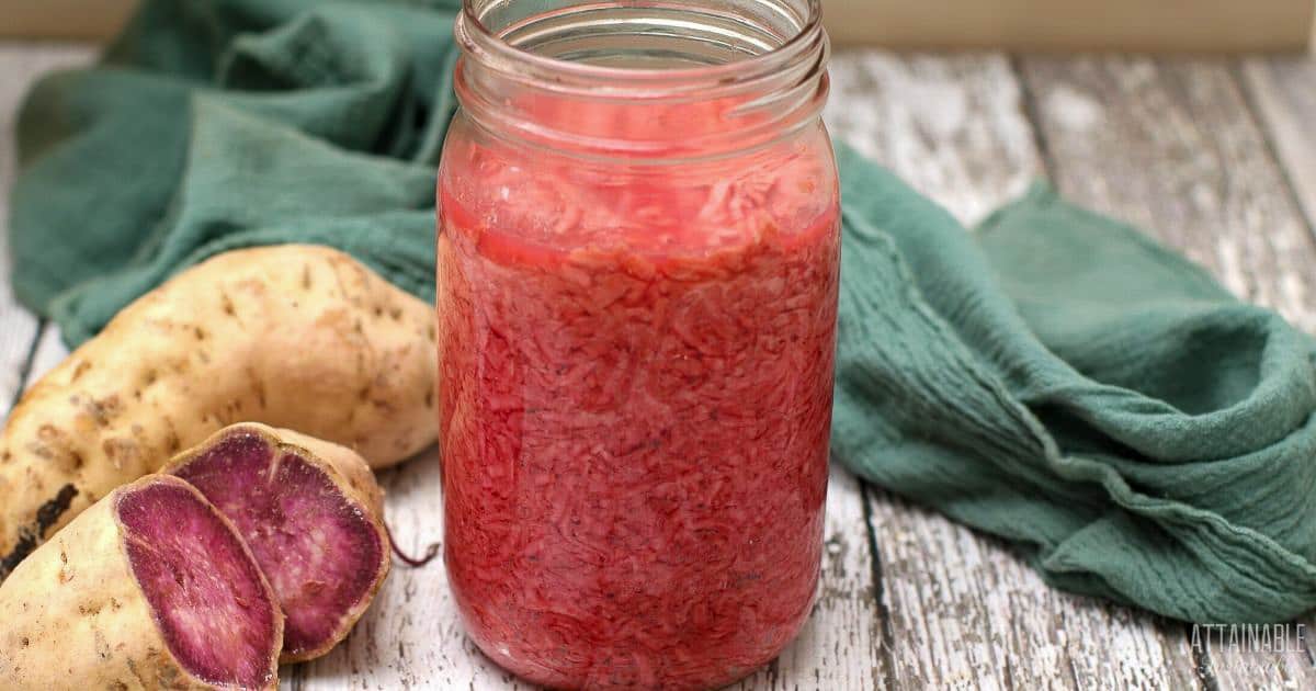 jar full of shredded sweet potatoes