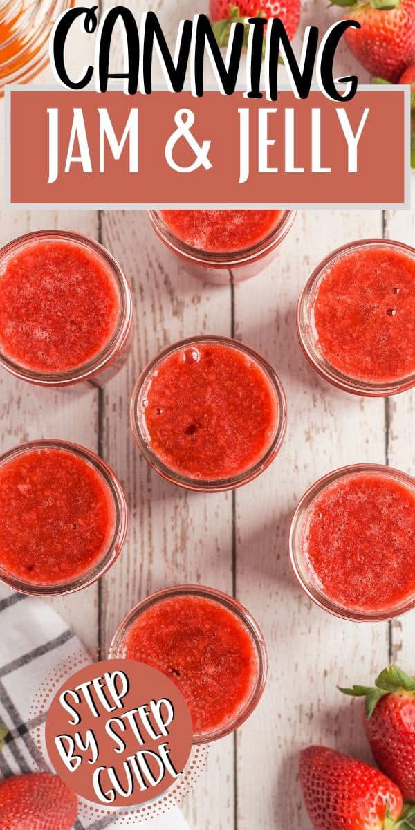 jars of strawberry jam from above