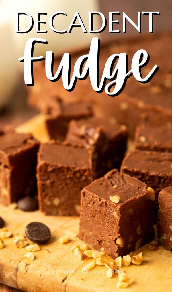 squares of fudge on a cutting board