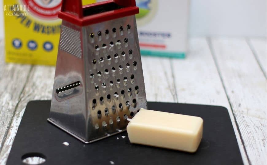 grater with a bar of soap