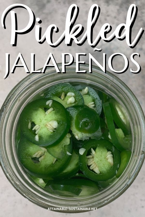 jar of pickled jalapeno peppers.