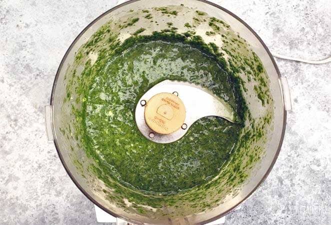 green sauce in a food processor