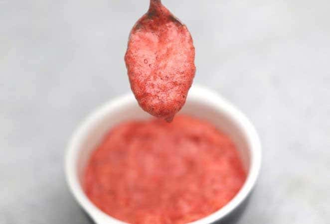 red foam on a spoon
