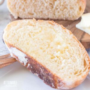 buttered slice of soft french bread.