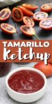 tamarillos cut in half + ketchup recipe in a white bowl