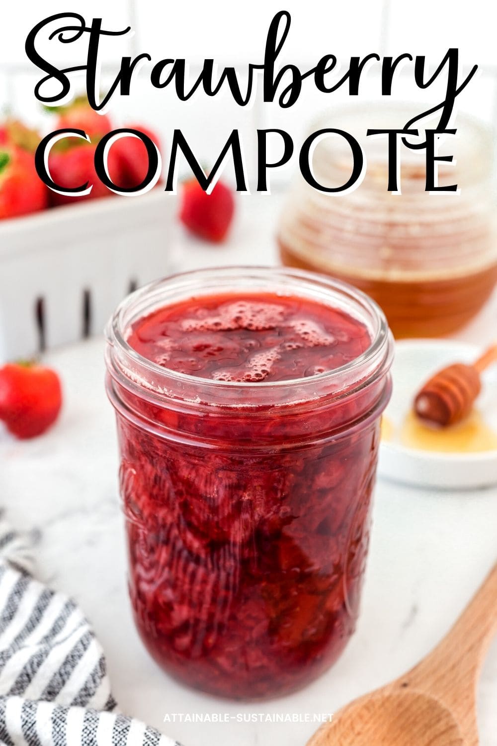 strawberry compote in a jar.