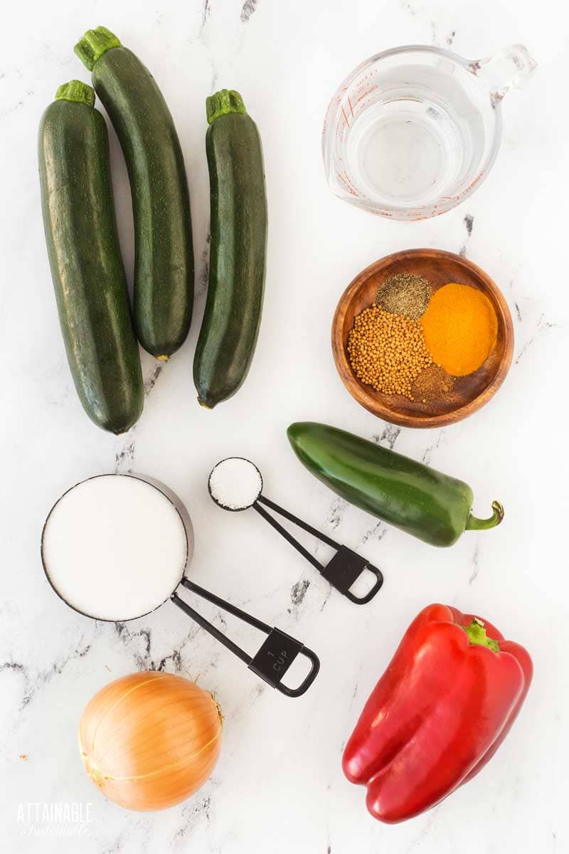 ingredients gathered for making relish.