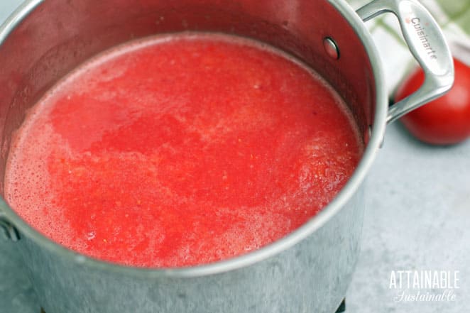 tomato sauce in a stock pot