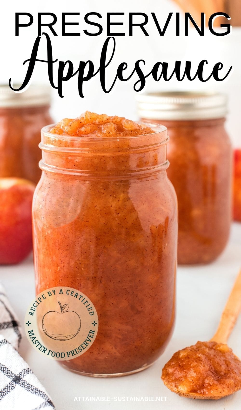 jar of applesauce with lid off.