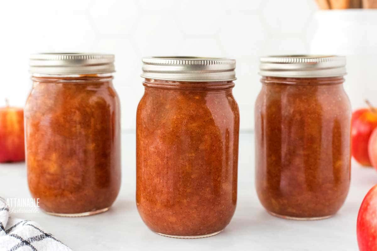 canned jars of applesauce.