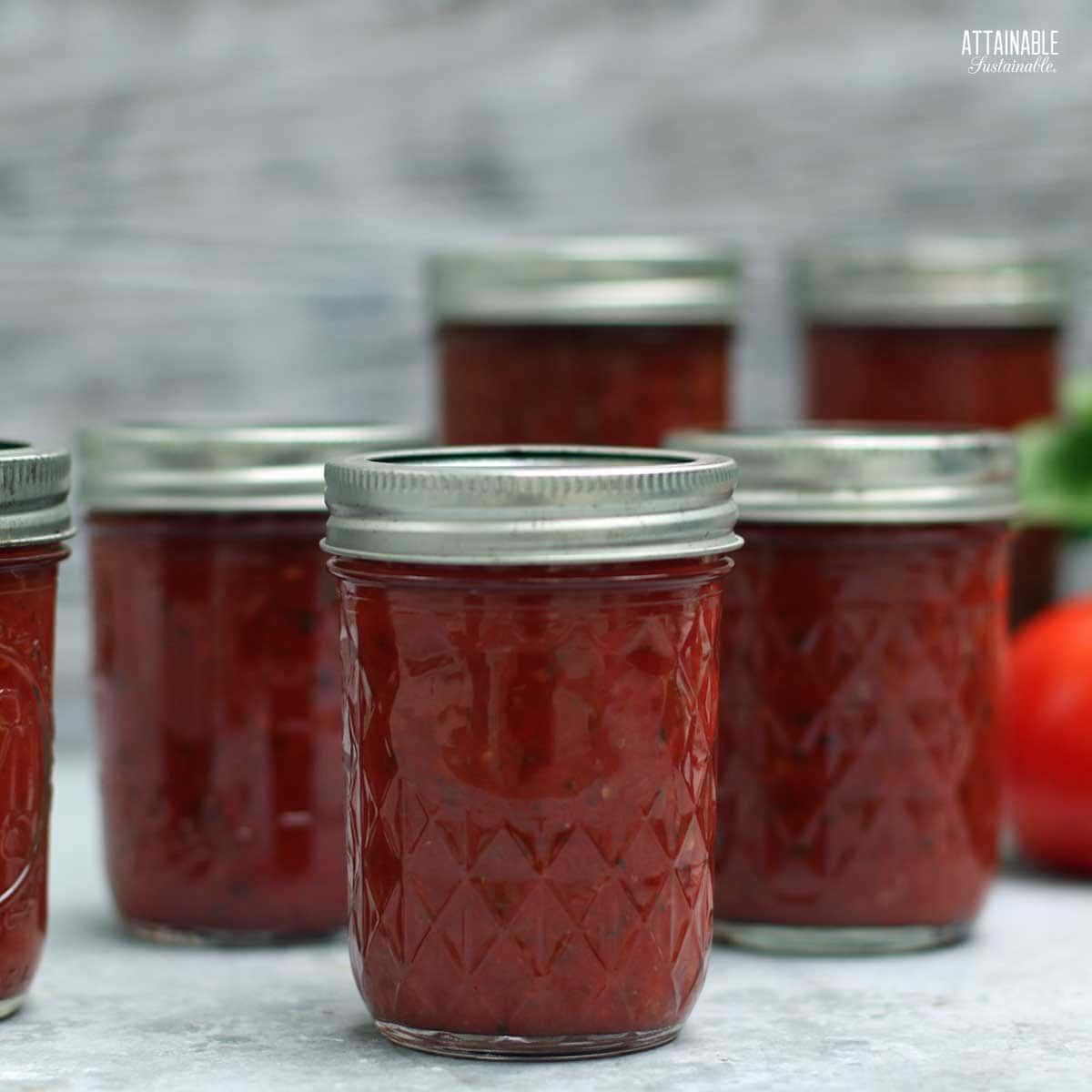 jars of homemade pizza sauce.