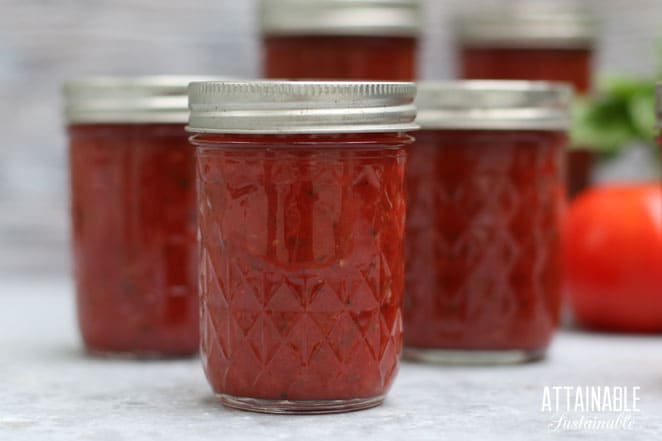 jars of home canned pizza sauce