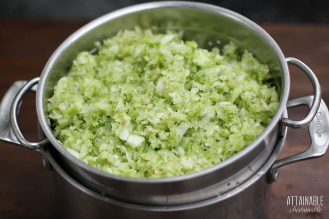 uncooked chow chow ingredients in a colander