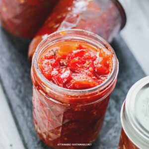 jar of tomato chutney, no lid.
