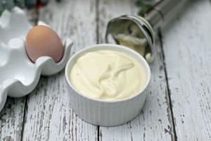 homemade mayonnaise with an immersion blender.