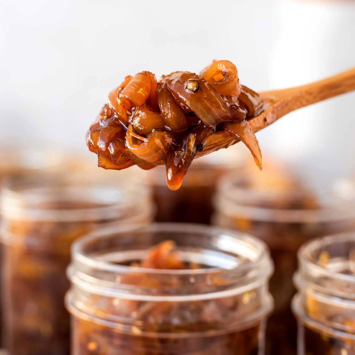 onion jam on a spoon.