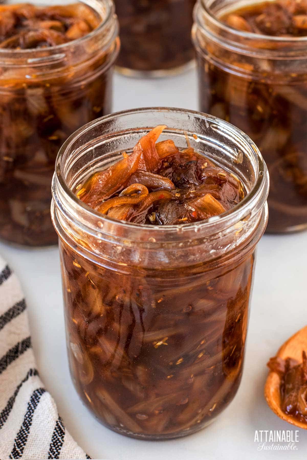 onion jam in a canning jar.