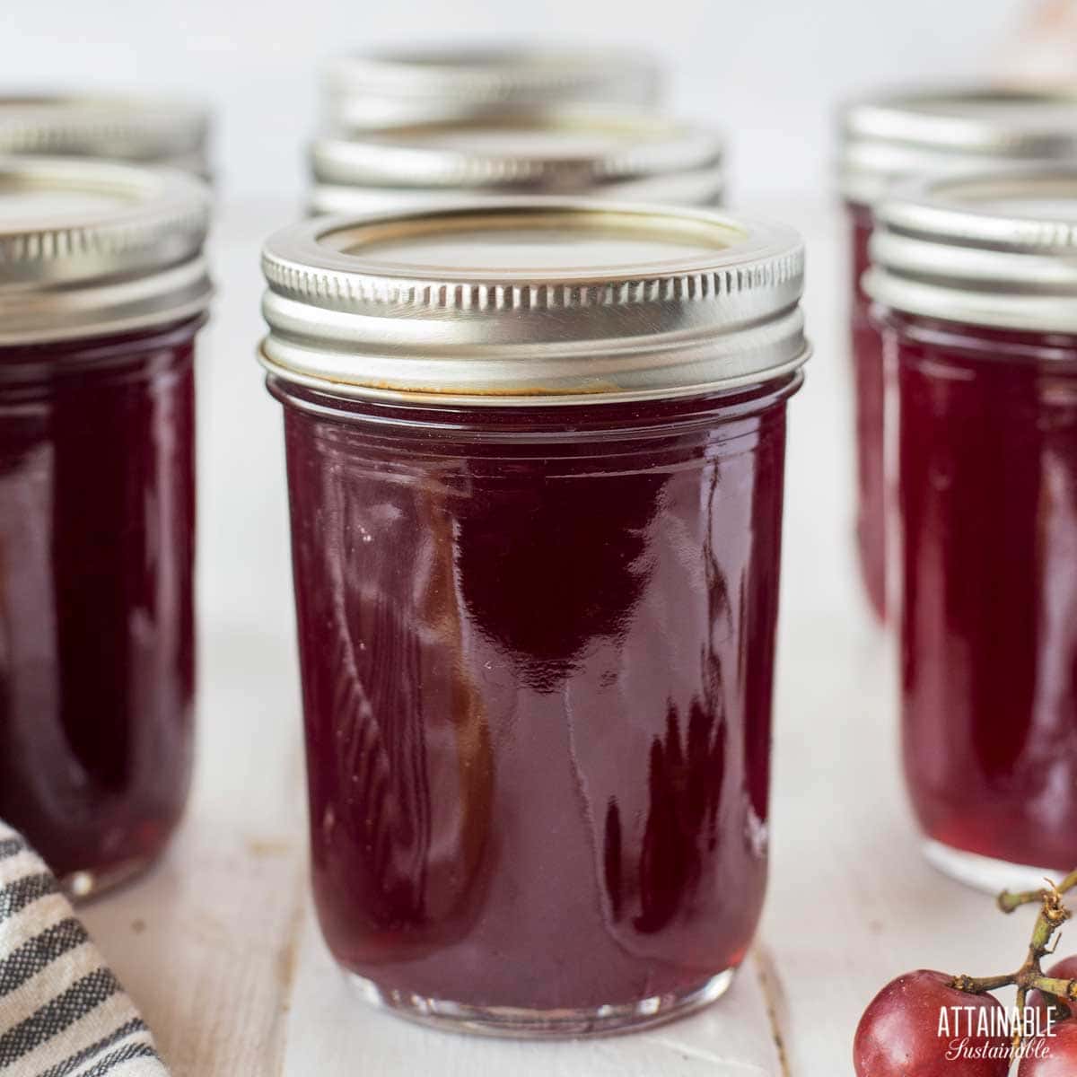 jars of homemade grape jelly.