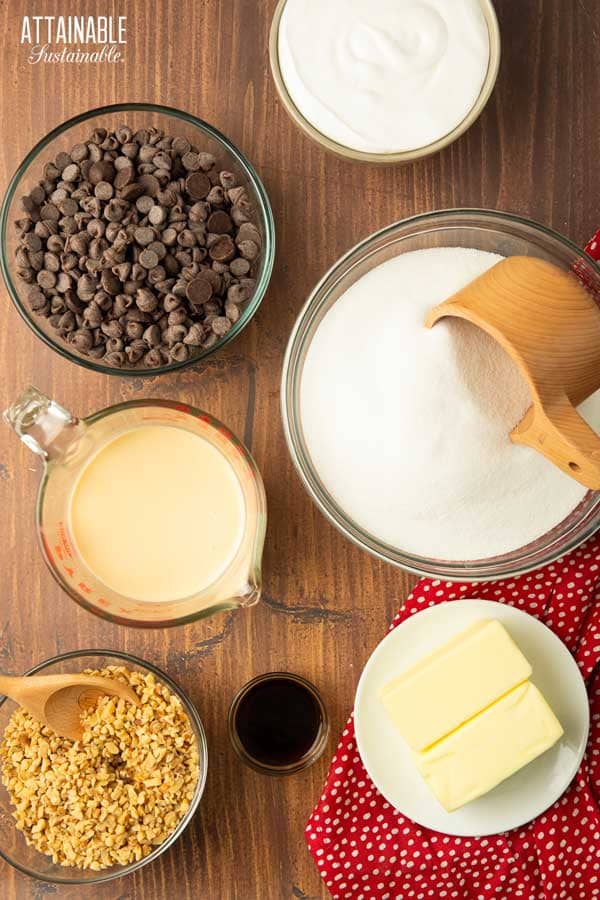 ingredients for fudge recipe.