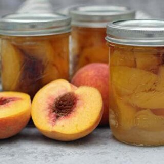3 jars of canned peaches, with fresh peach halves