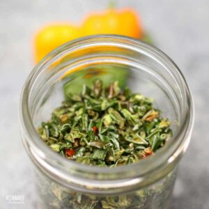 dehydrated peppers in a jar.