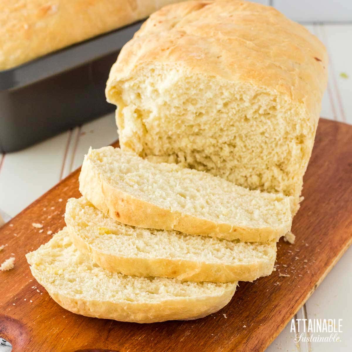 sliced white sandwich bread loaf.