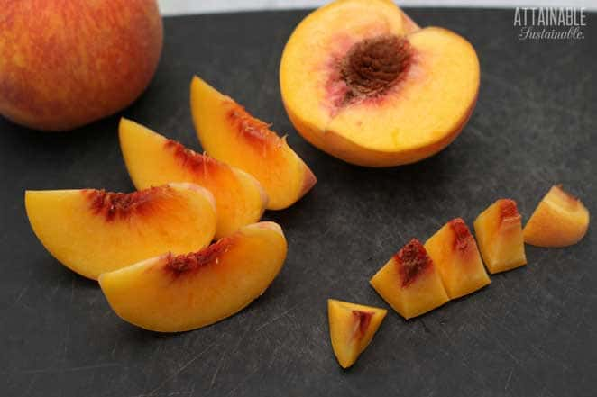 peaches: whole, halved, sliced, cubed