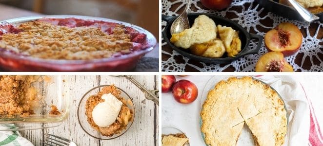 collage of various fruit desserts