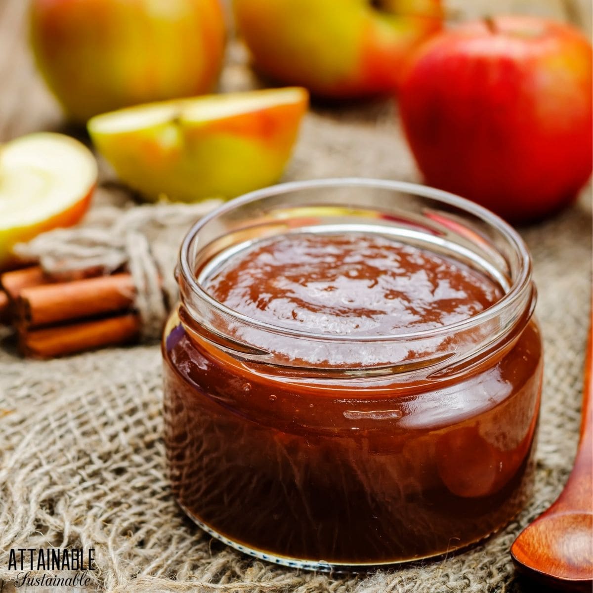 Apple butter in a jar. 