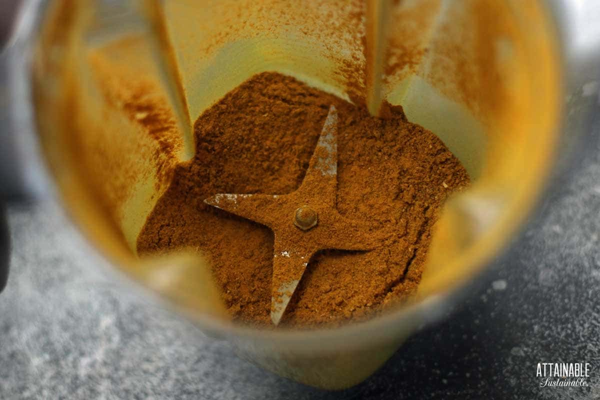 curry powder in a blender.