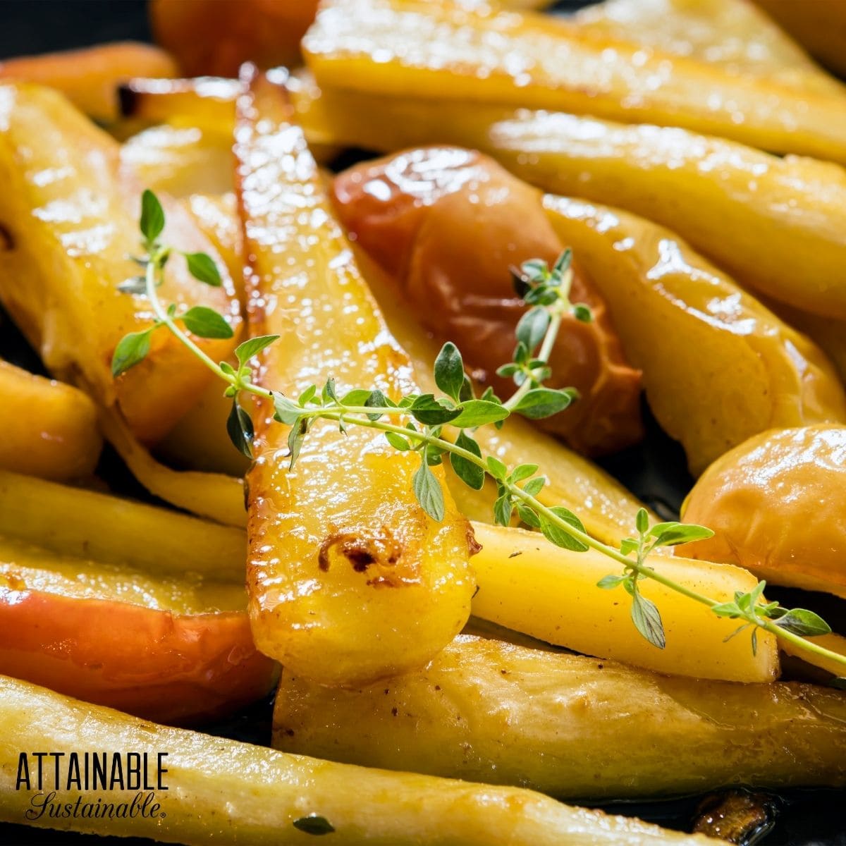 Roasted parsnips with thyme.