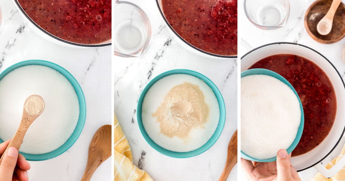 mixing pectin for jam making.