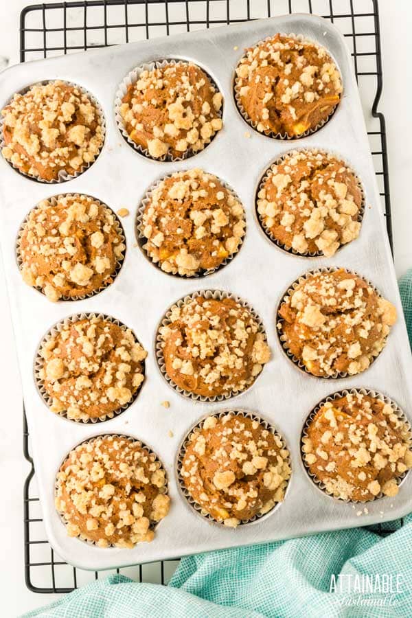 cooked muffins in a muffin tin.