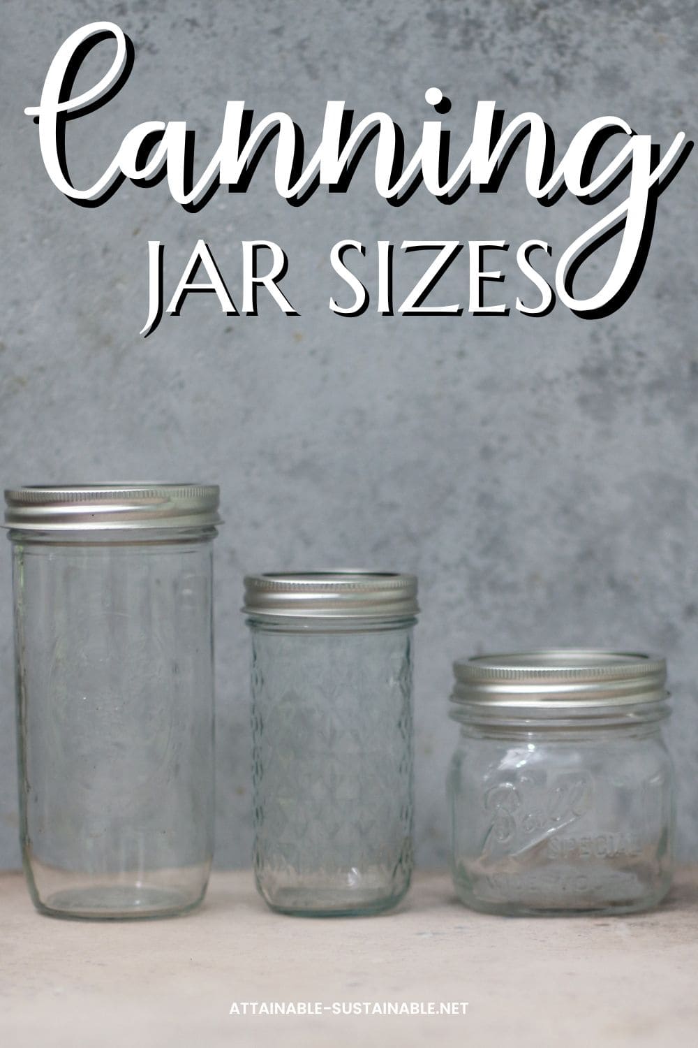 3 empty canning jars