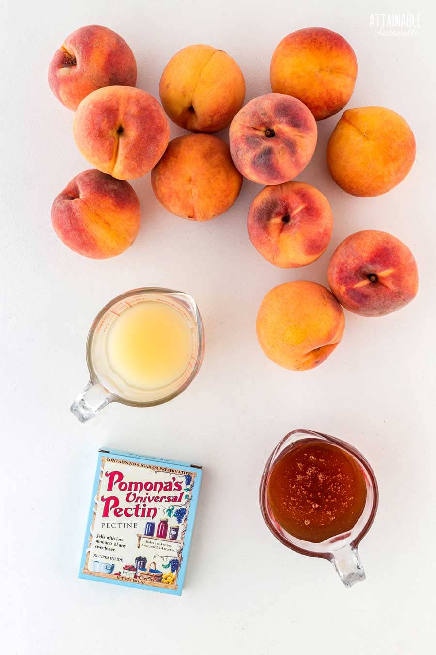 ingredients for peach jam.