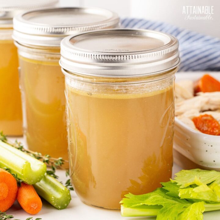 jars of broth for pressure canning.