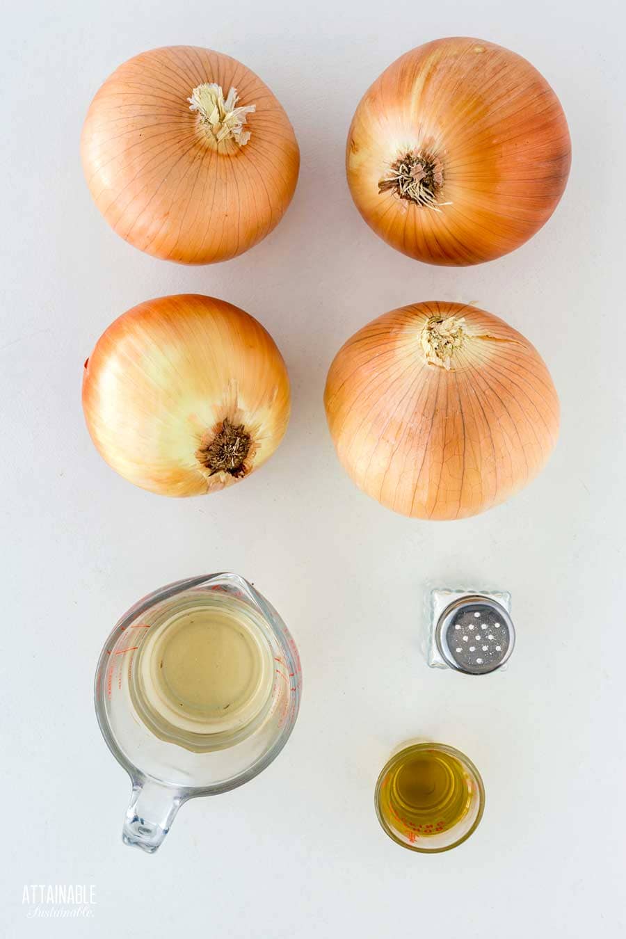 yellow onions with ingredients for caramelizing them.