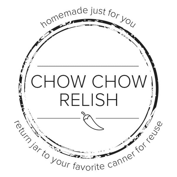 graphic of canning labels for chow chow relish.