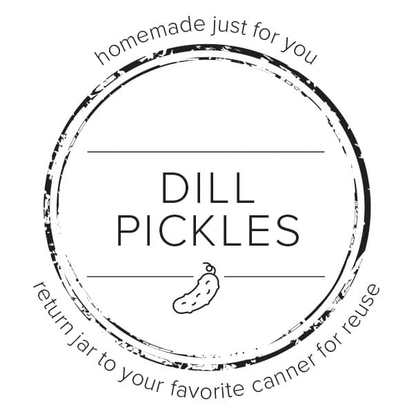 graphic of canning label for dill pickles.