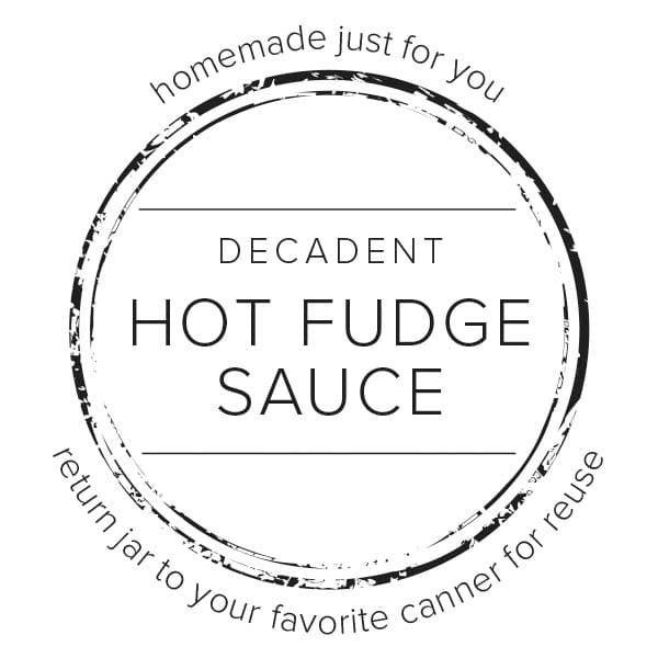 graphic of canning label for hot fudge sauce.