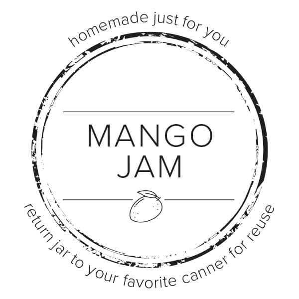 graphic of canning label for mango jam.