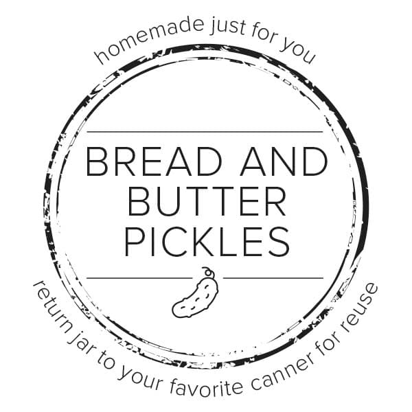 graphic of canning label for bread and butter pickles.