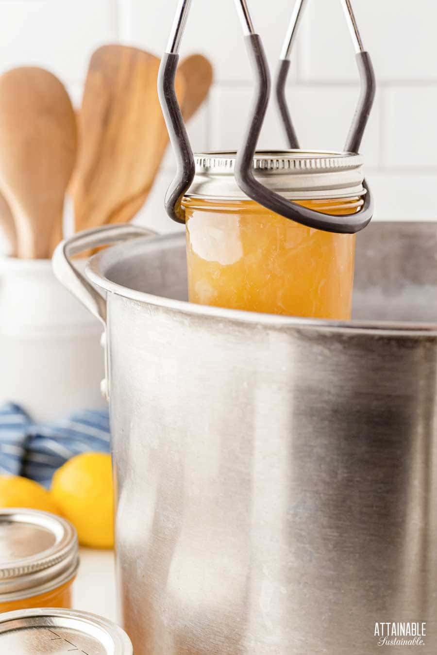 jar lifter removing hot jar from canner.