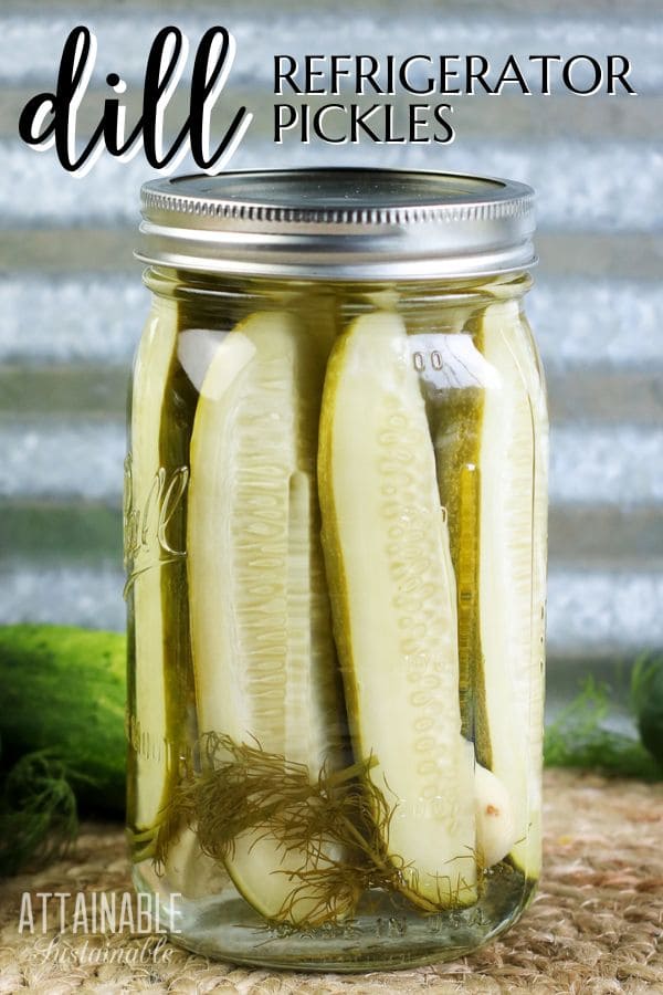 dill pickle spears in a glass jar.