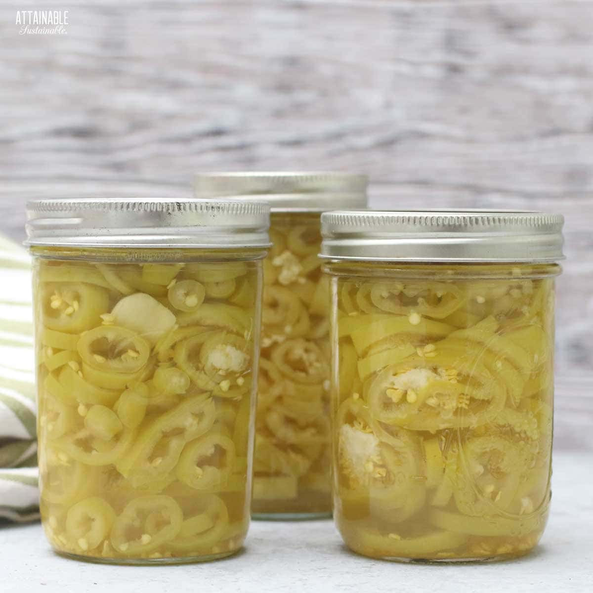 jars of pickled banana pepper rings.