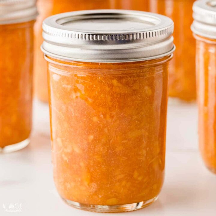 jar of golden nectarine jam.