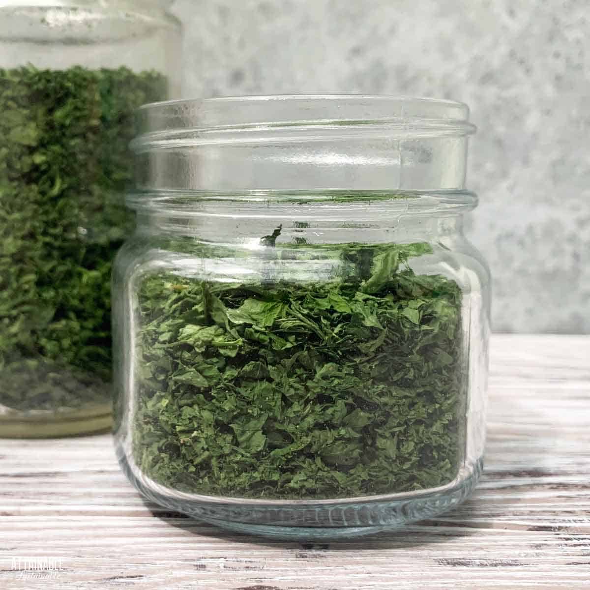 jar full of dried parsley.